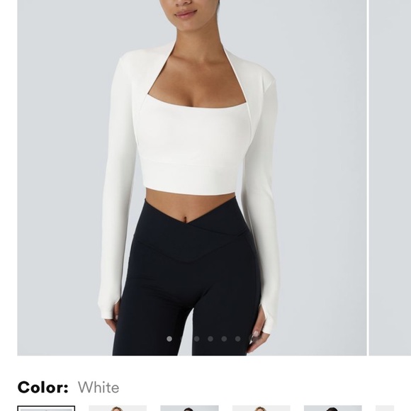 NWT Halara crop top sport with thumb holes. Buttery white with pads and support - Picture 6 of 12